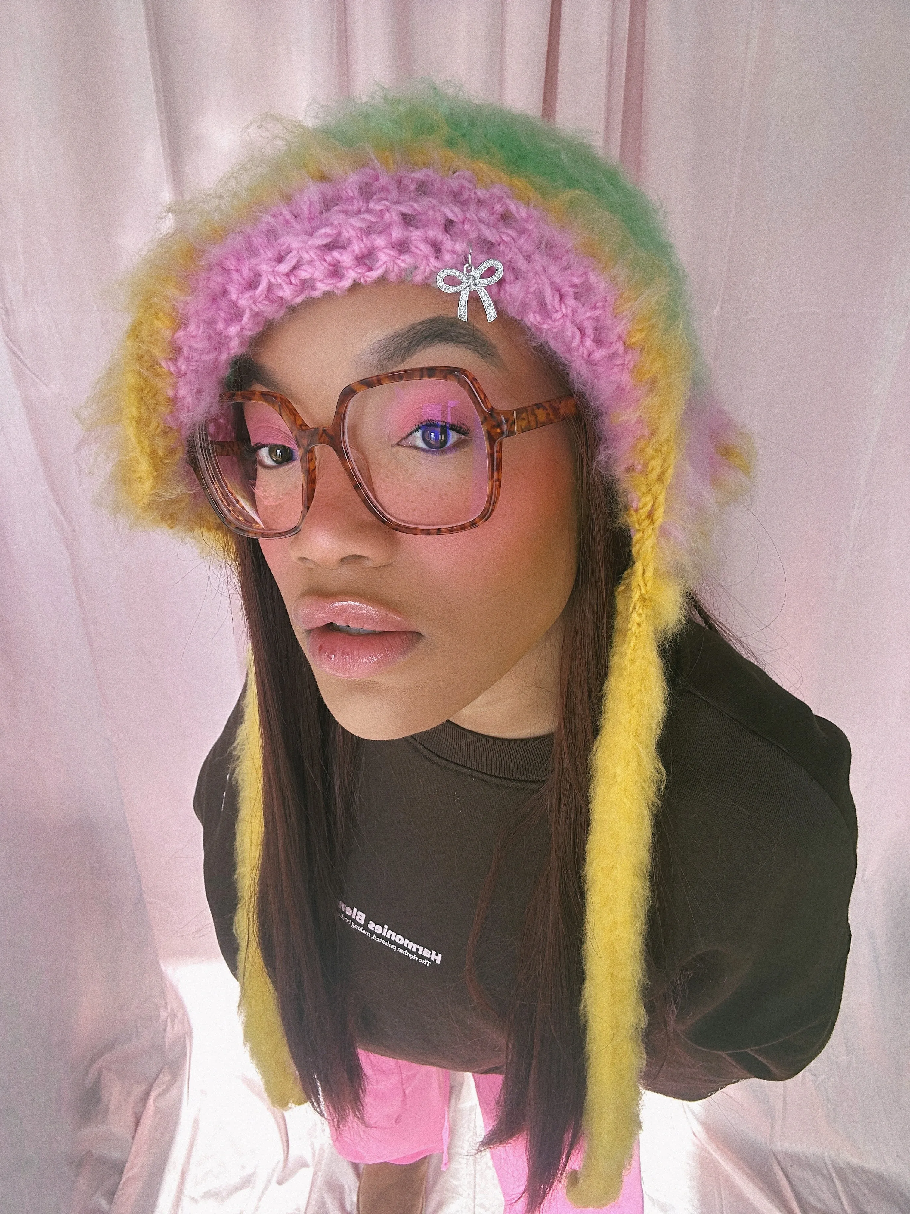 (1 Of 1) Green, Pink and Yellow Floppy Bonnet - READY TO SHIP