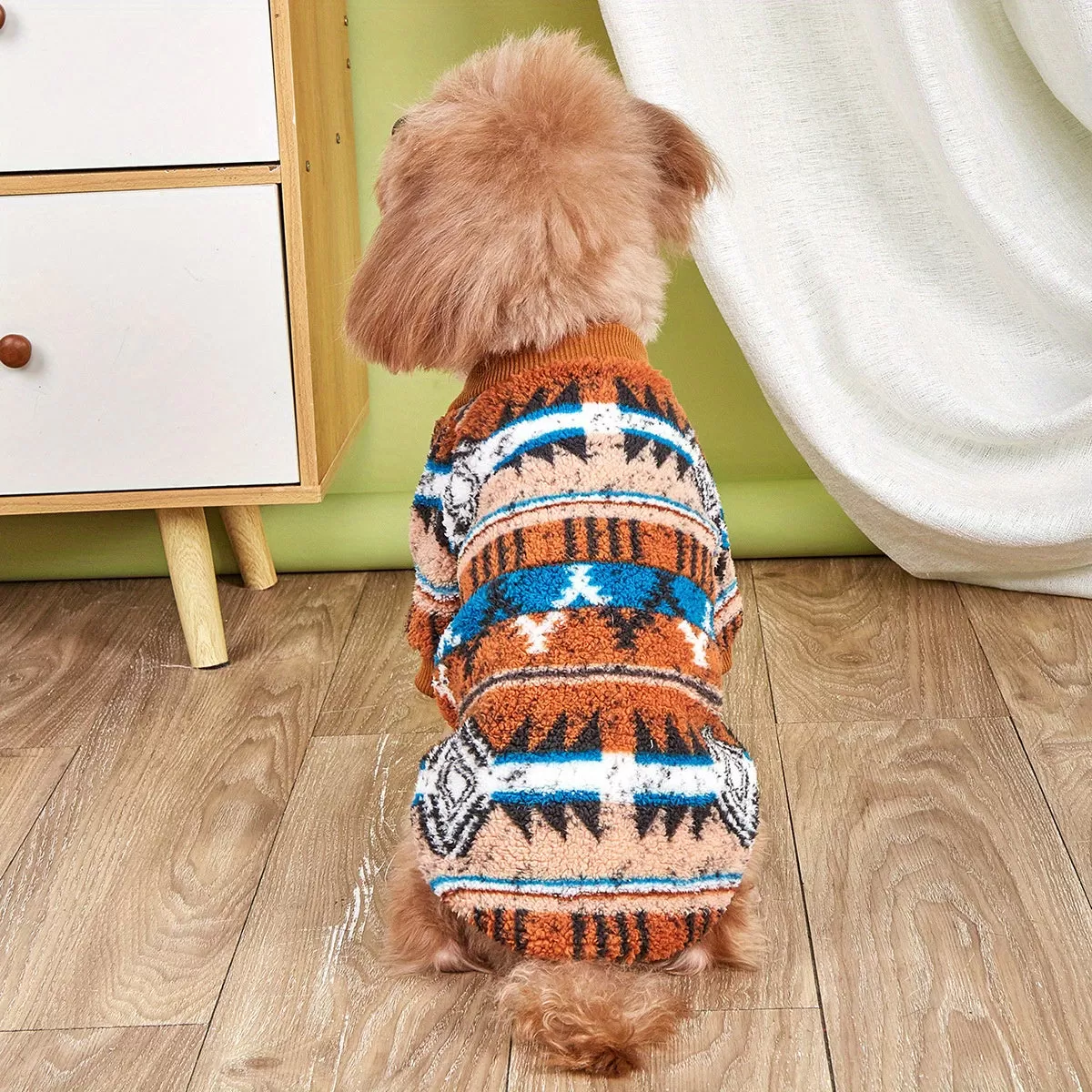 1pc Totem Graphic Dog Sweatshirt, Pet Universal Clothes For Autumn And Winter Warm Plush Sweatshirt