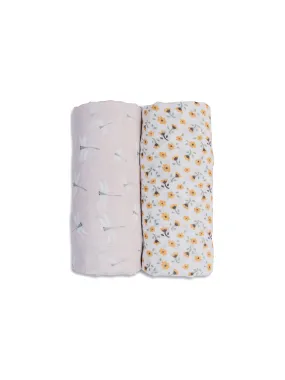 2pk Floral/Dragonfly Swaddles