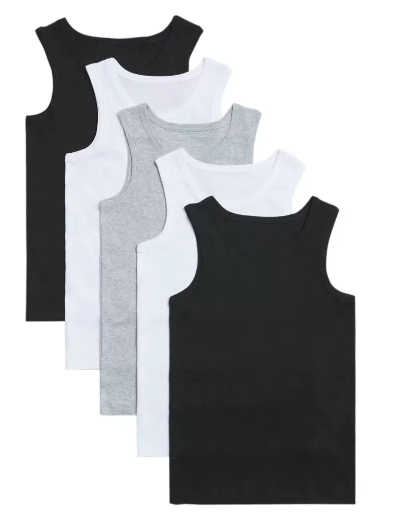 5pk Pure Cotton Vests (2-14 Yrs)