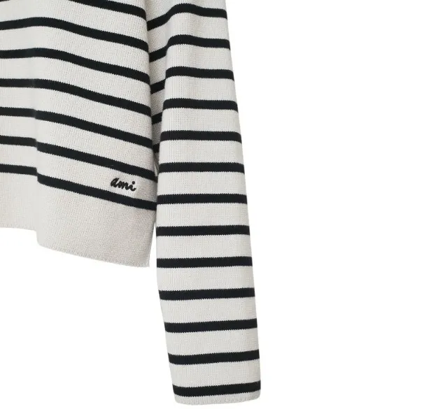 AMI PARIS  |Stripes Casual Style Wool Long Sleeves Oversized Shirts