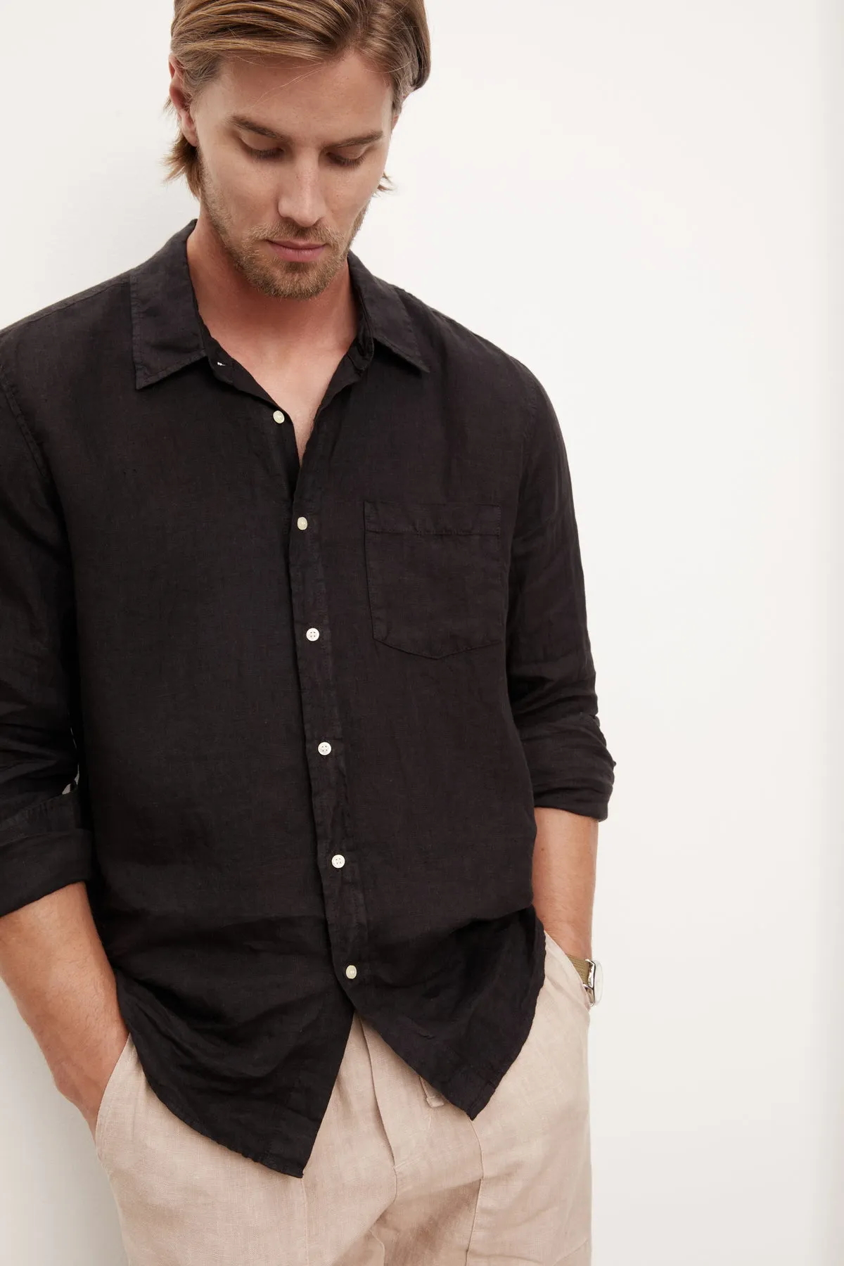 BENTON LINEN BUTTON-UP SHIRT