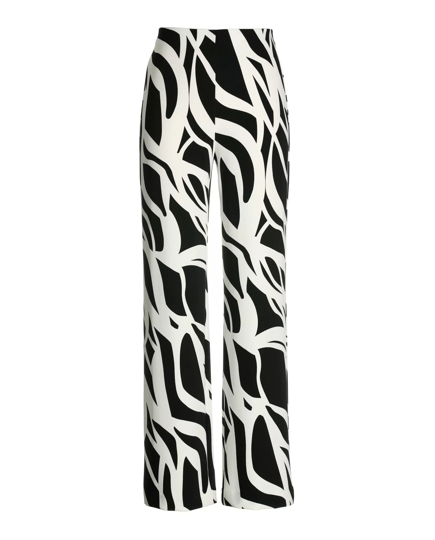 Beyond Travel Abstract Lines Print Palazzo Pant Jet Black Ivory Coast