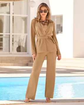 Beyond Travel High Rise Palazzo Pant Camel