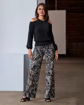 Beyond Travel Jungle Mix Print Palazzo Pant Black Multi