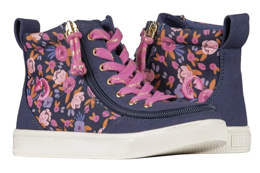 Billy Footwear Girls Classic Lace Hightop- Navy Floral