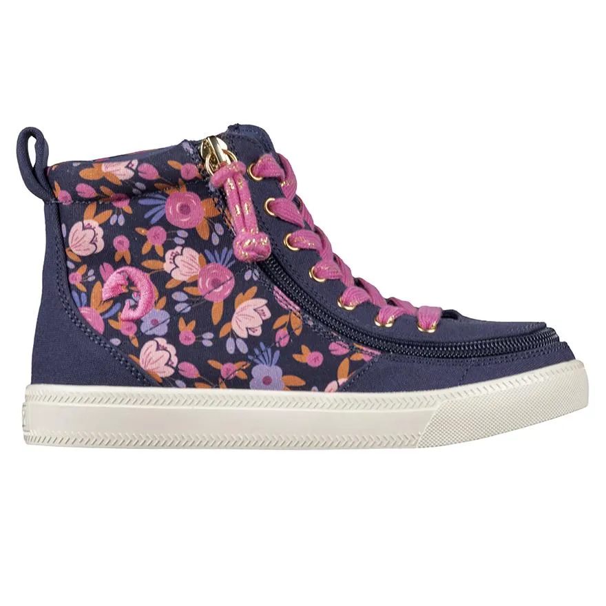 Billy Footwear Girls Classic Lace Hightop- Navy Floral