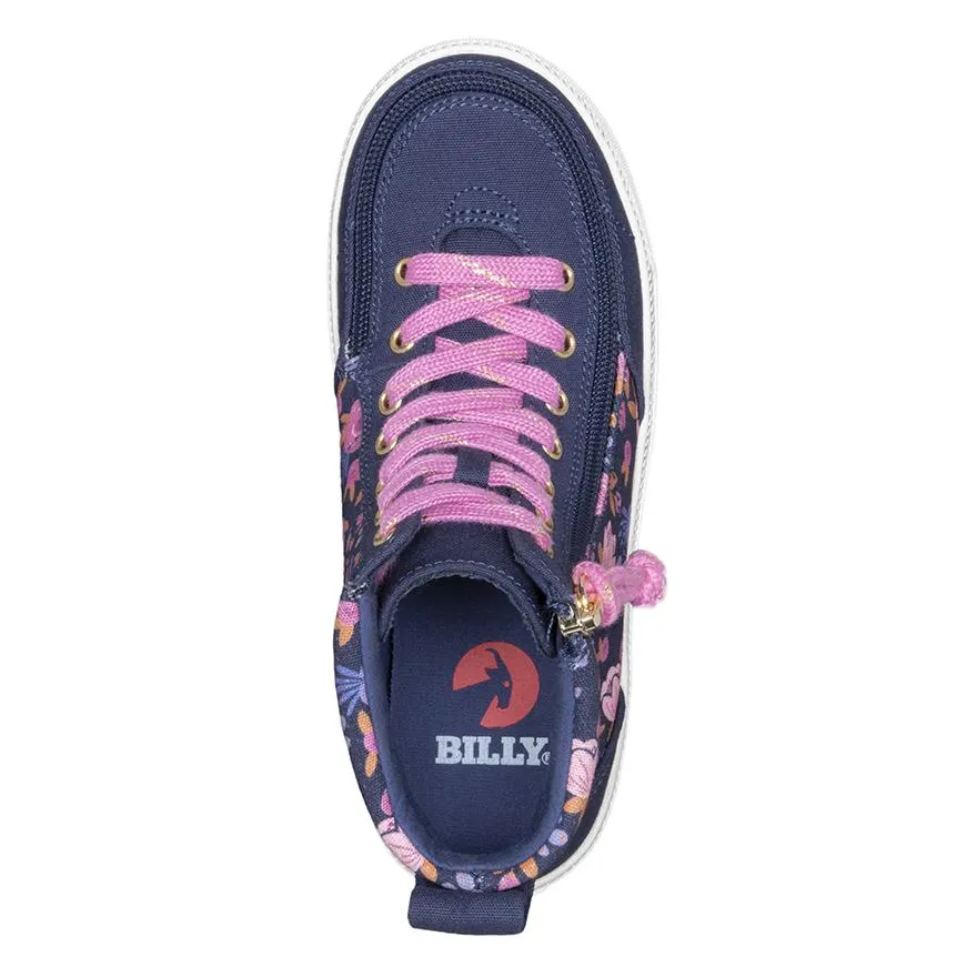 Billy Footwear Girls Classic Lace Hightop- Navy Floral