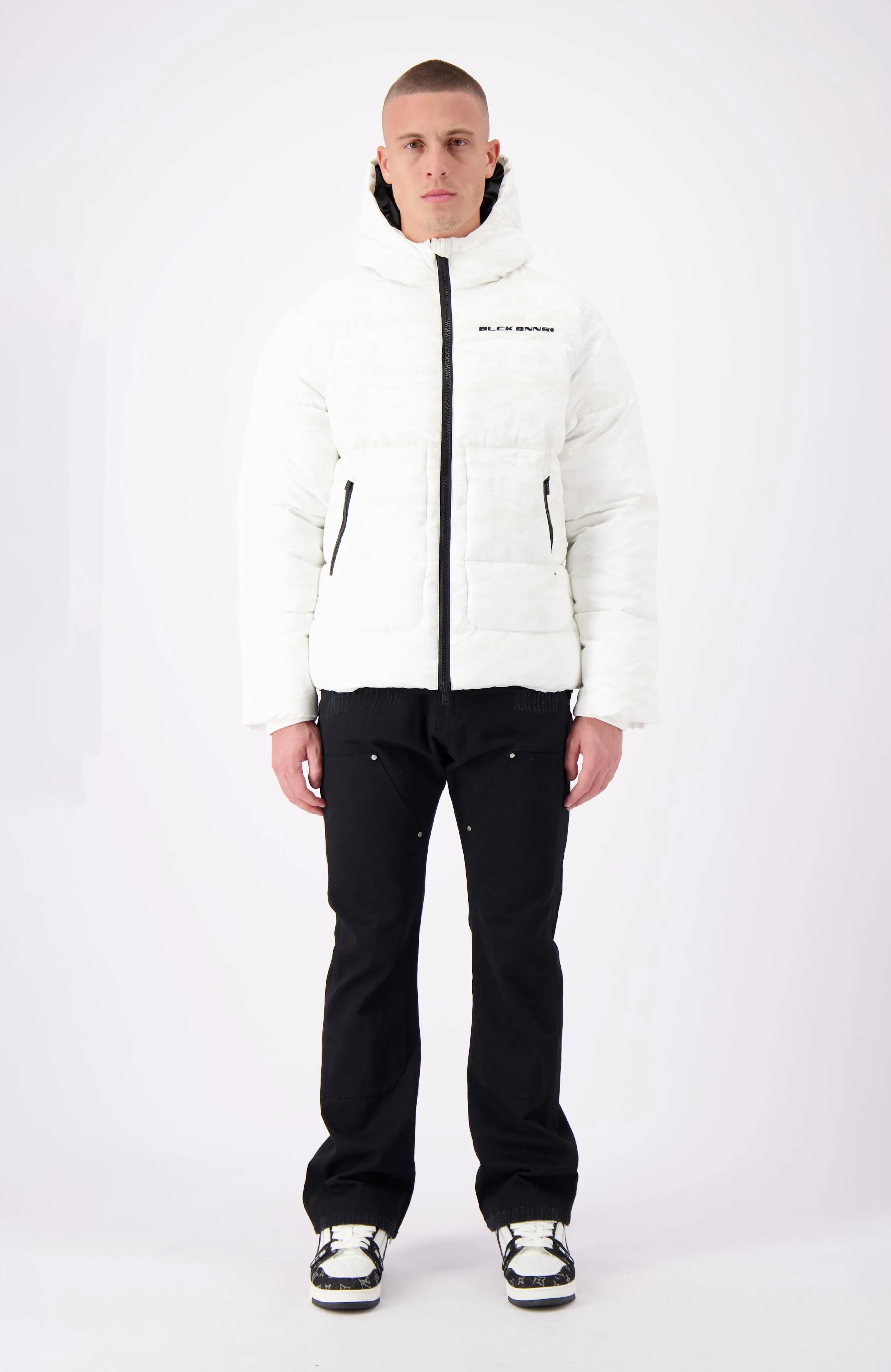 BLOCK FREEZE PUFFER JACKET | White