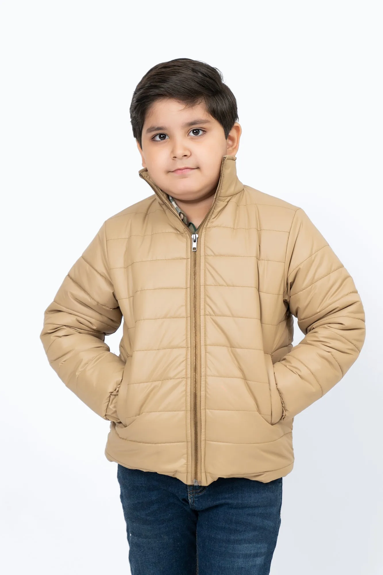 Boys Puffer Jacket - Light Brown