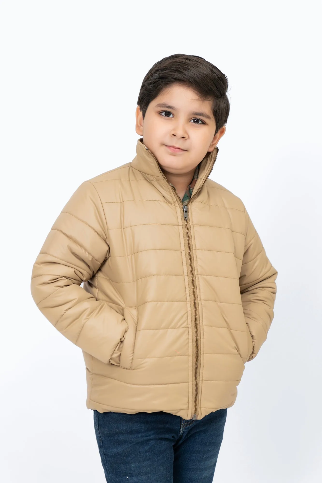 Boys Puffer Jacket - Light Brown