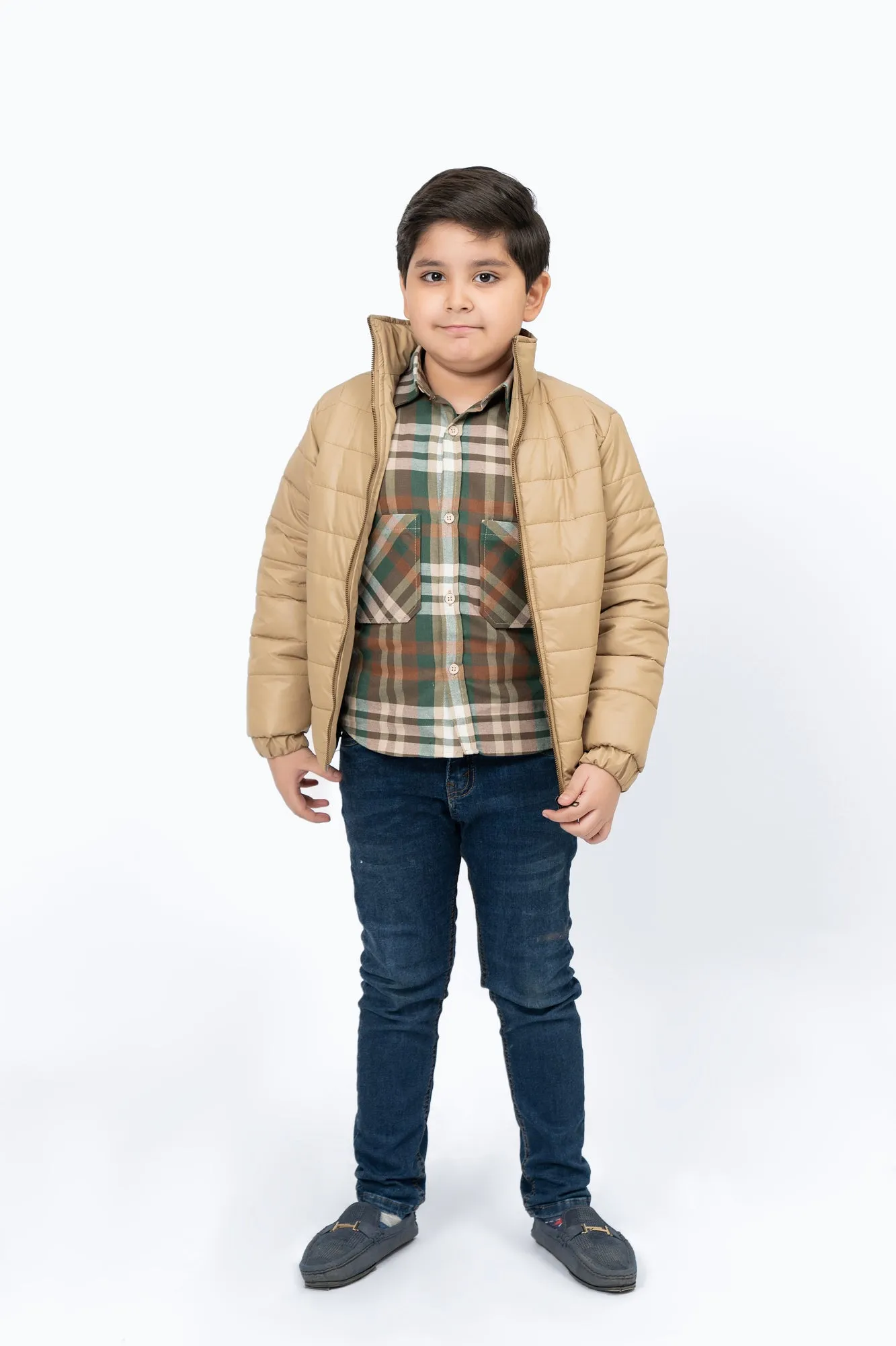 Boys Puffer Jacket - Light Brown