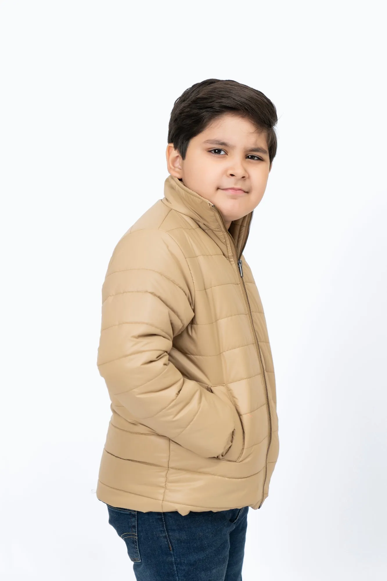 Boys Puffer Jacket - Light Brown