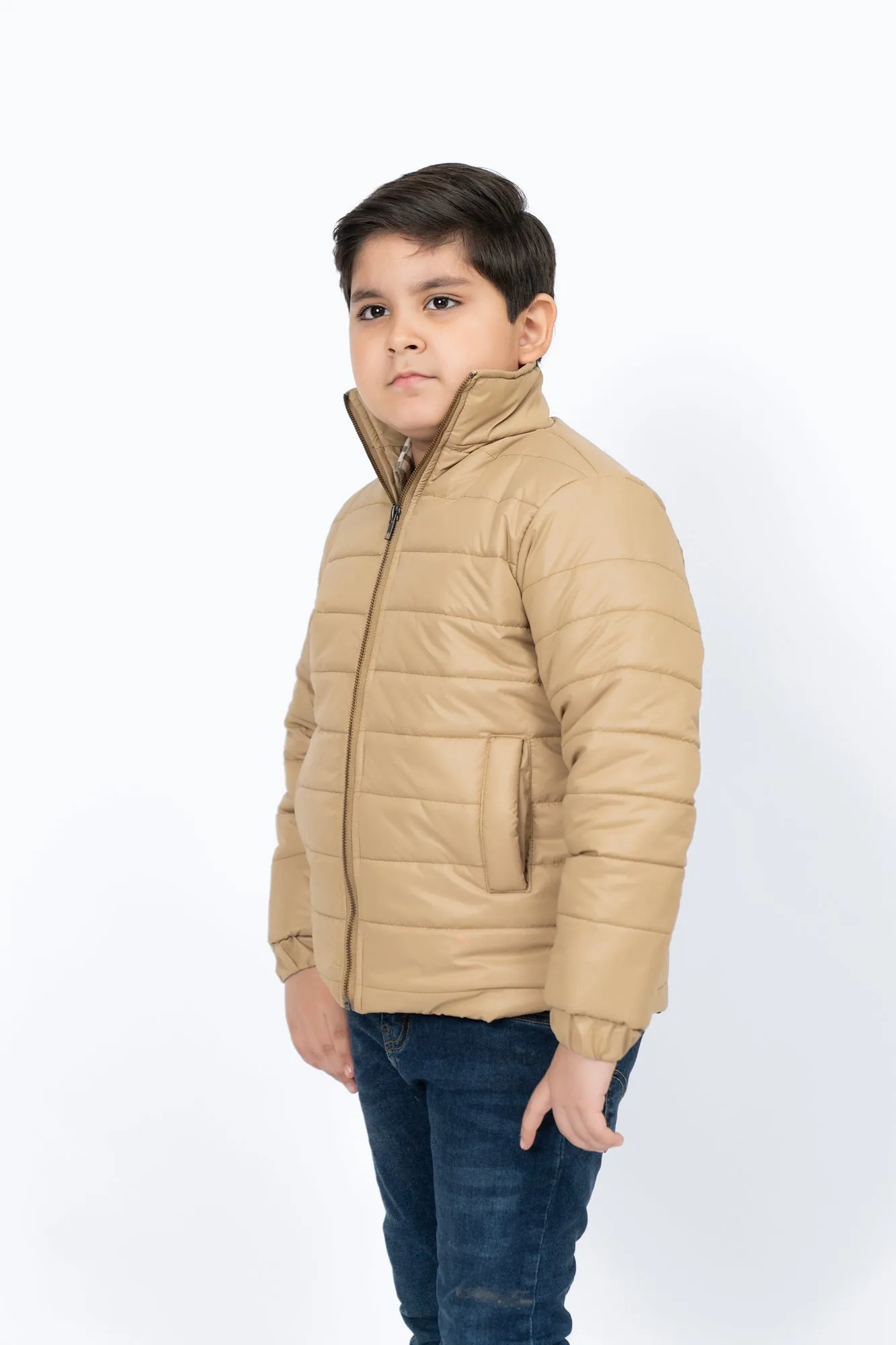 Boys Puffer Jacket - Light Brown