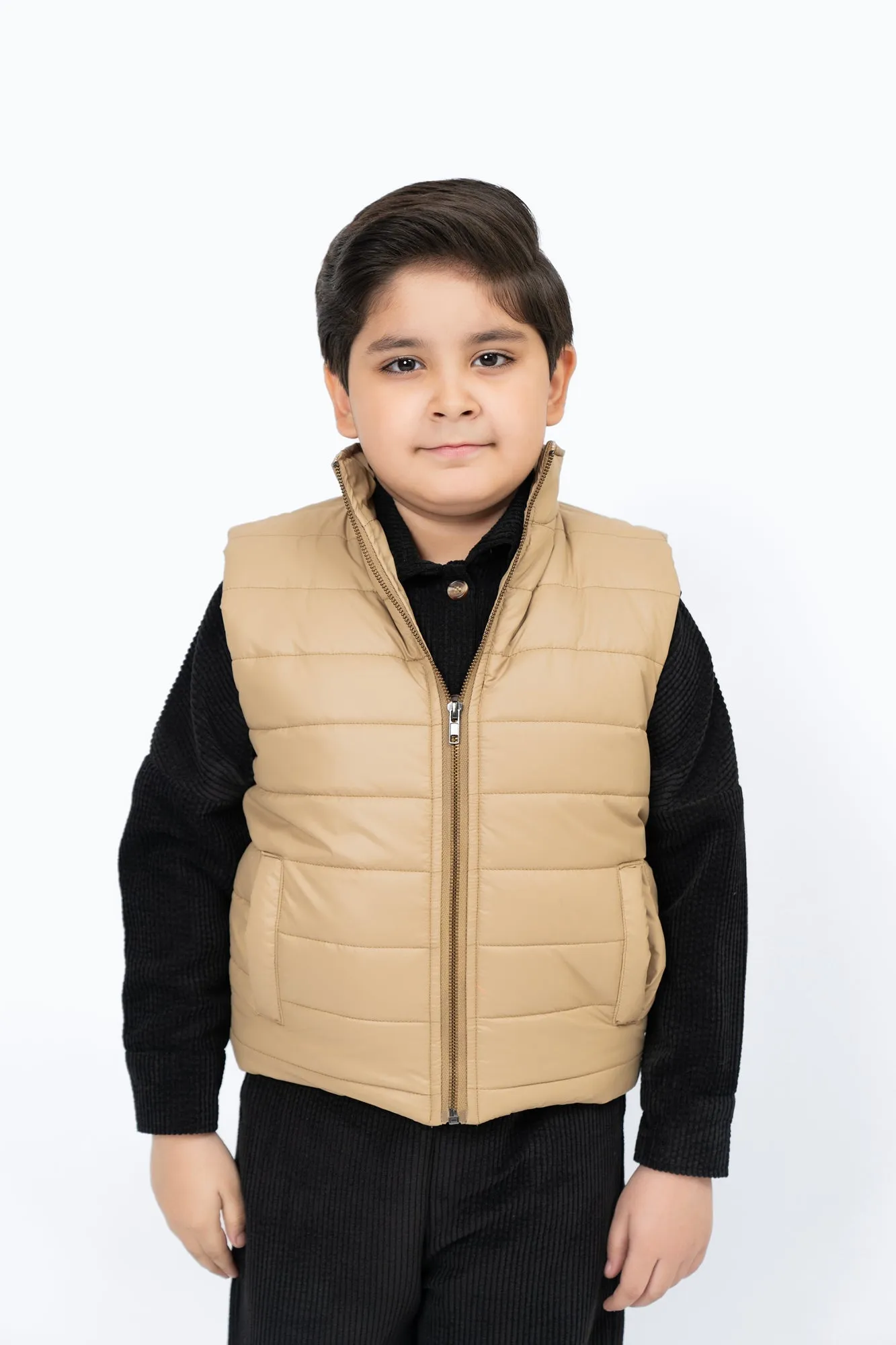 Boys Puffer Vest - Light Brown