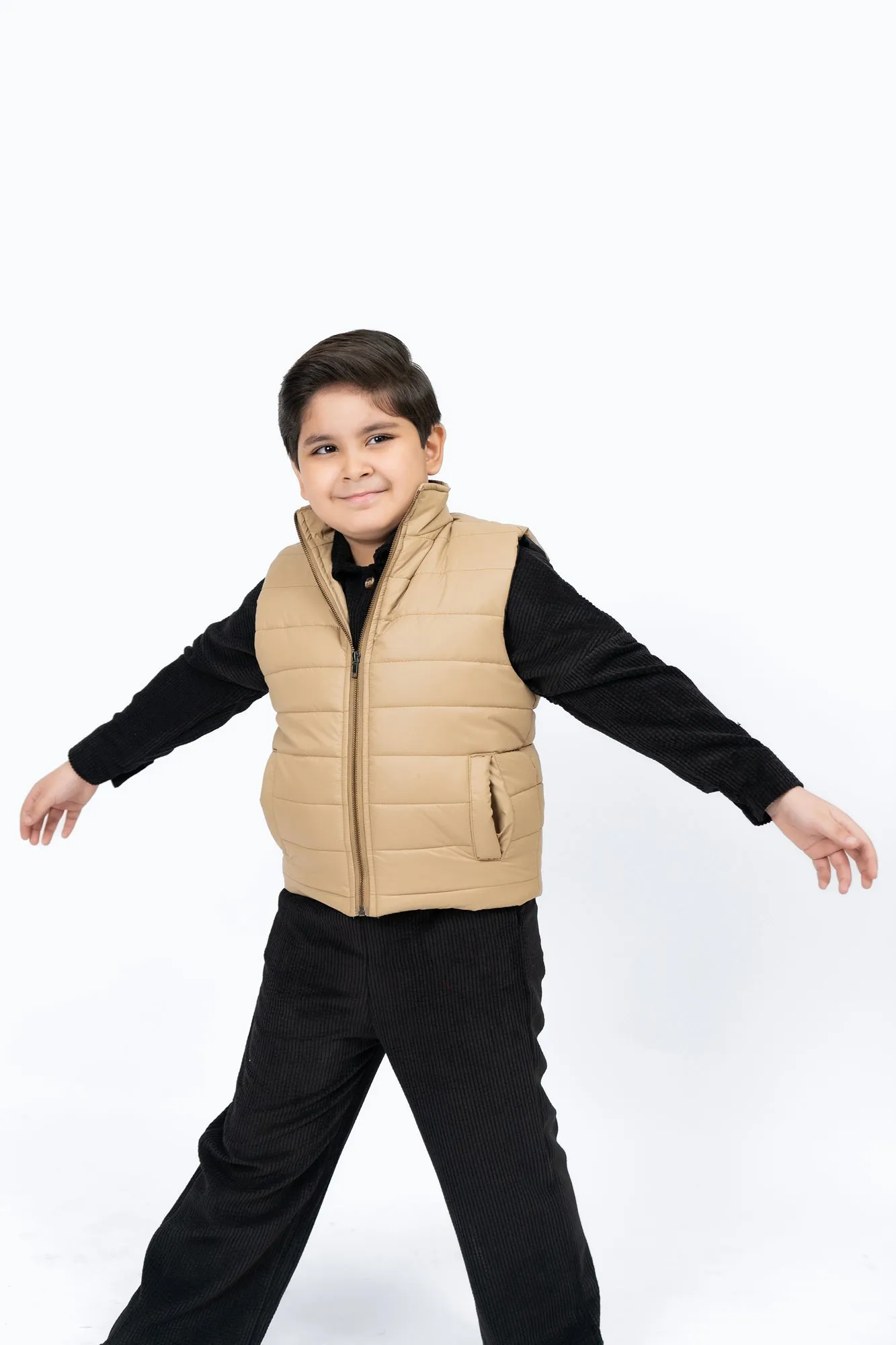 Boys Puffer Vest - Light Brown