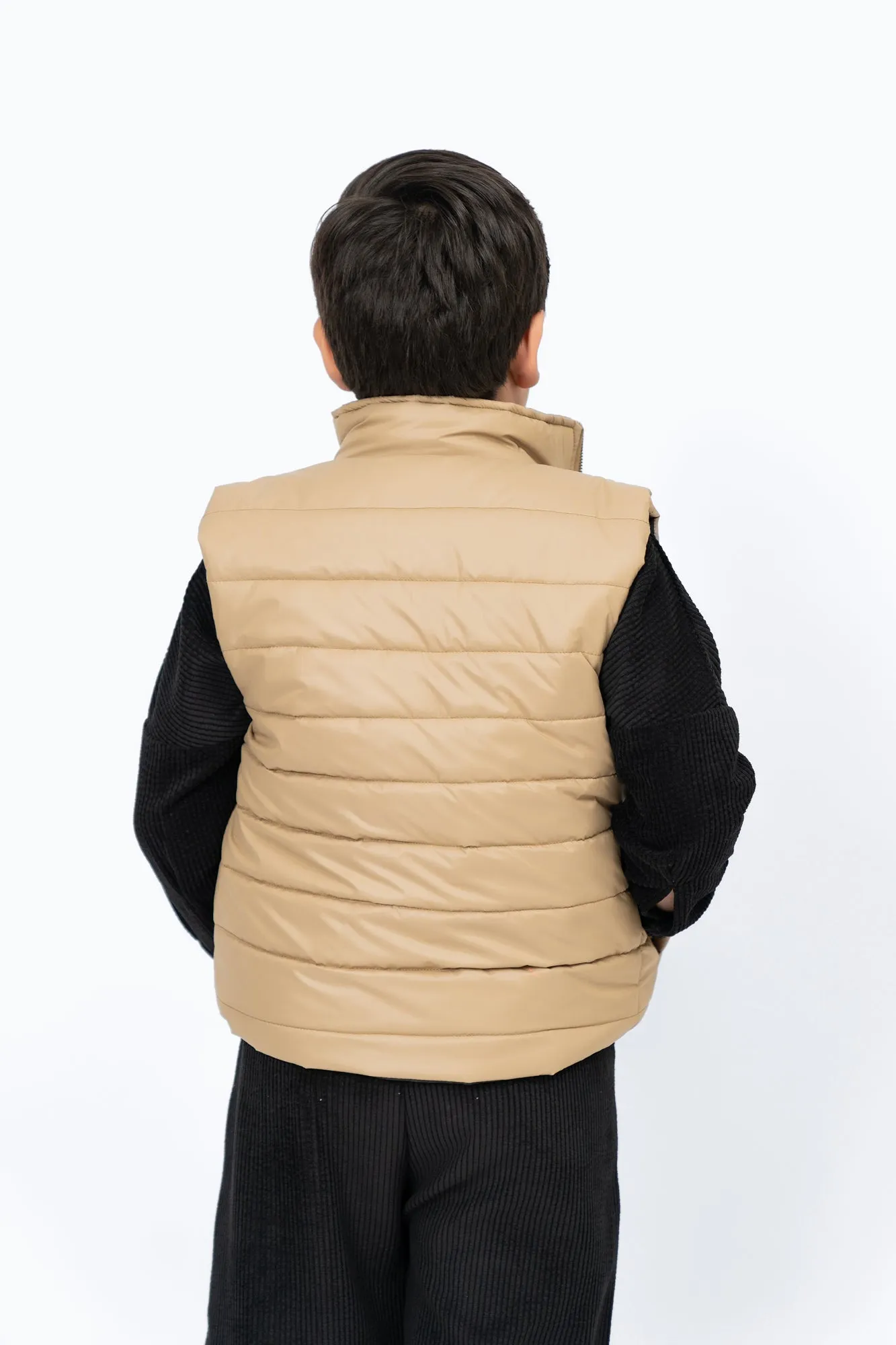 Boys Puffer Vest - Light Brown