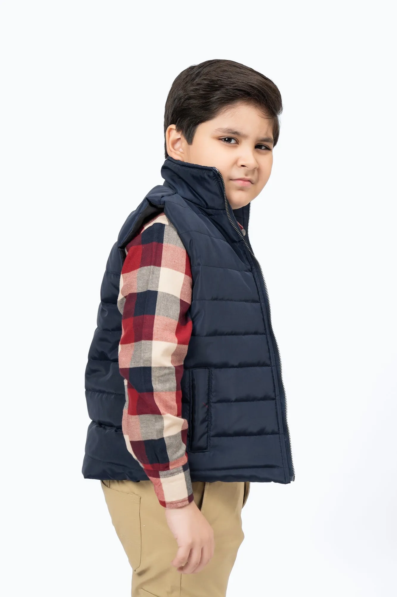 Boys Puffer Vest - Navy Blue