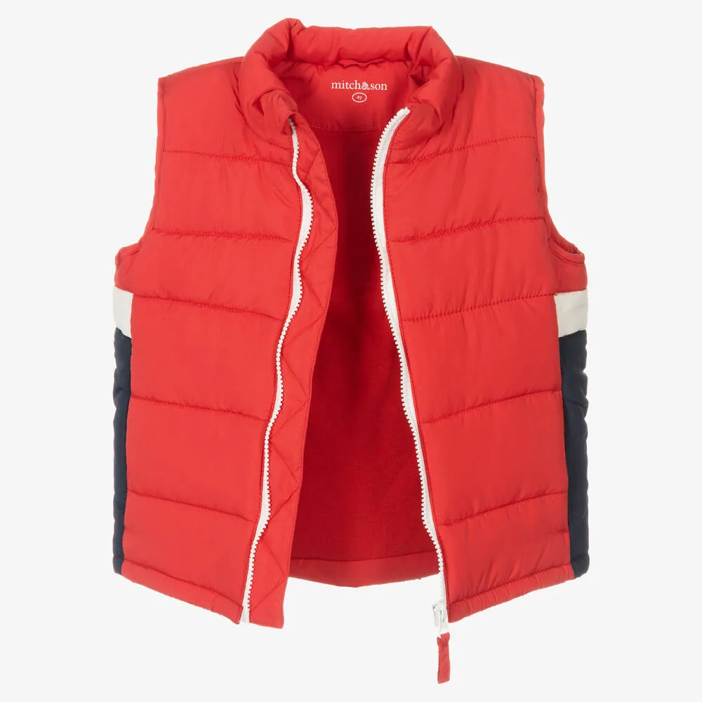 Boys Red Puffer Gilet