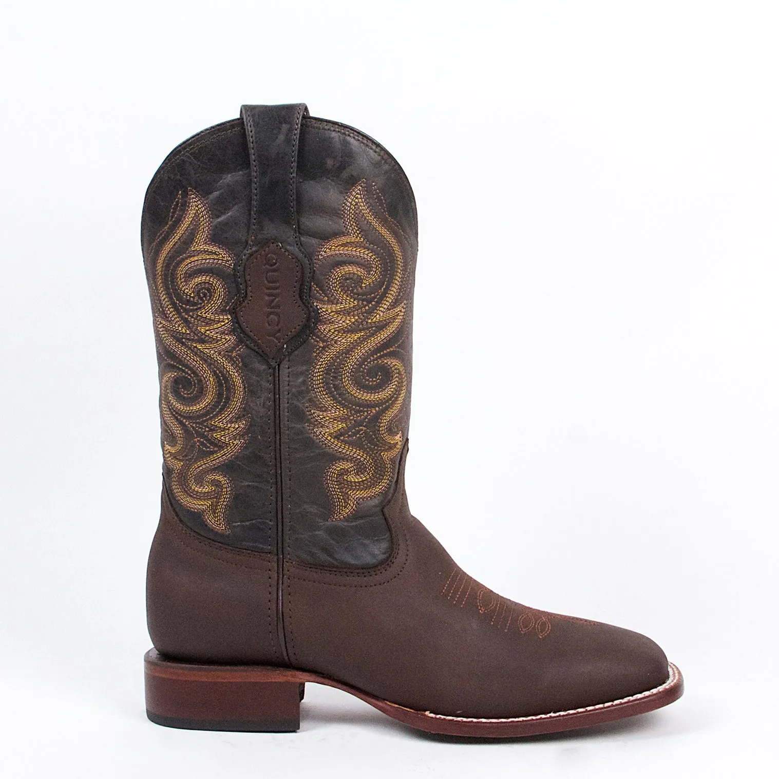 Brown Wide Square Toe Boots