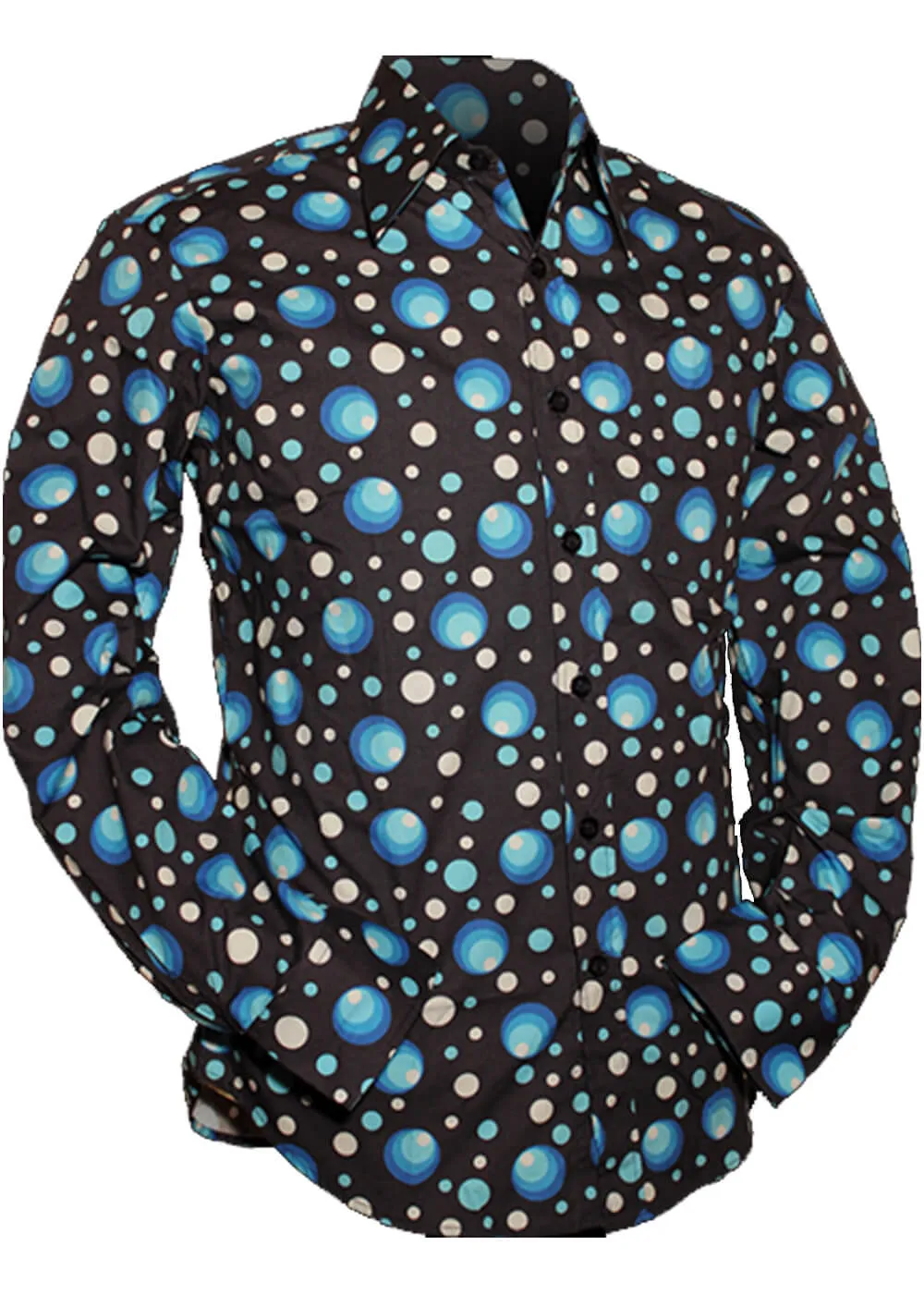 Chenaski Men's Dots & Spots 70's Shirt Navy