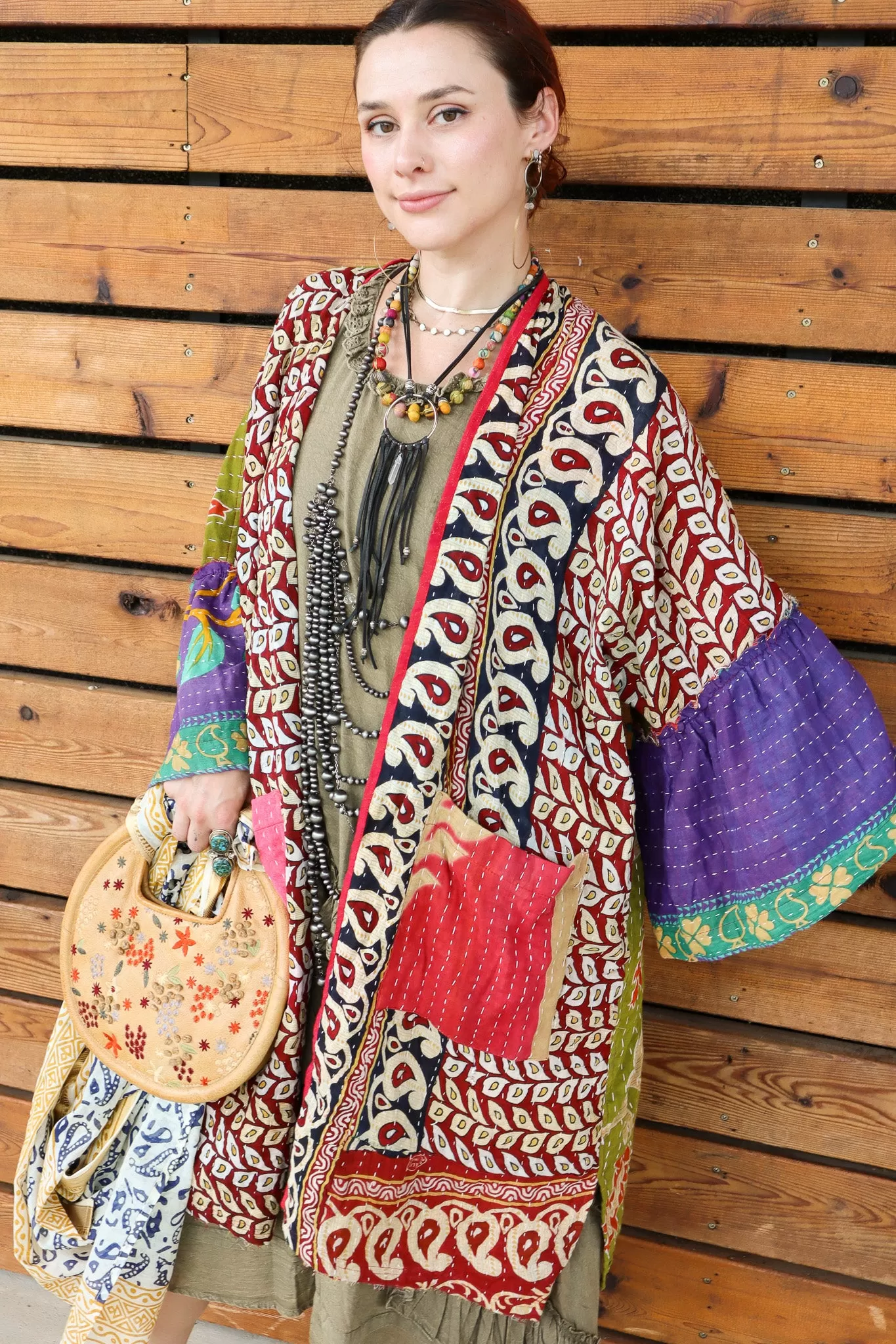 Combo 1- Reversible Ever After Dreams Kantha Cropped Boho Kimono