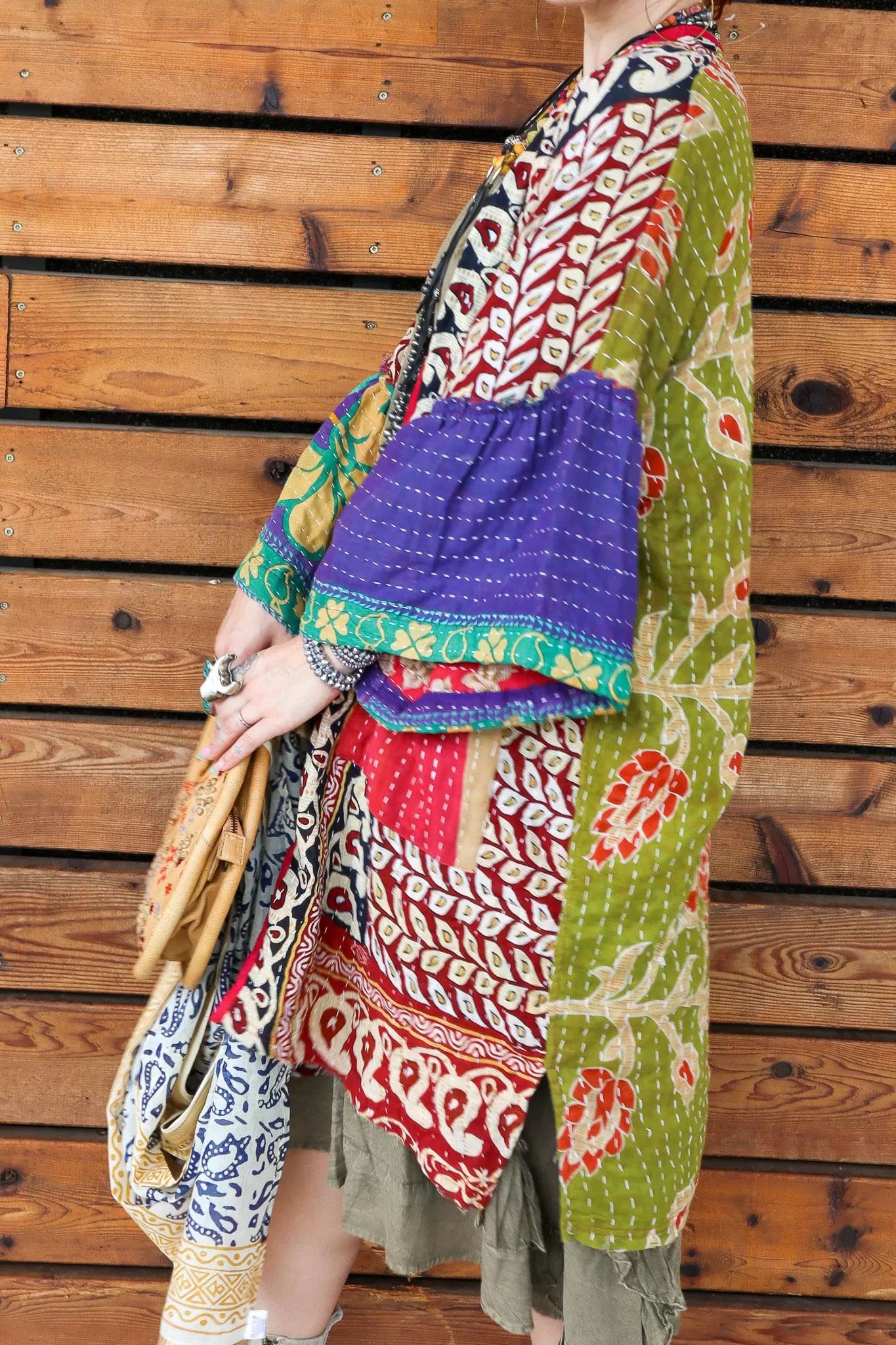 Combo 1- Reversible Ever After Dreams Kantha Cropped Boho Kimono