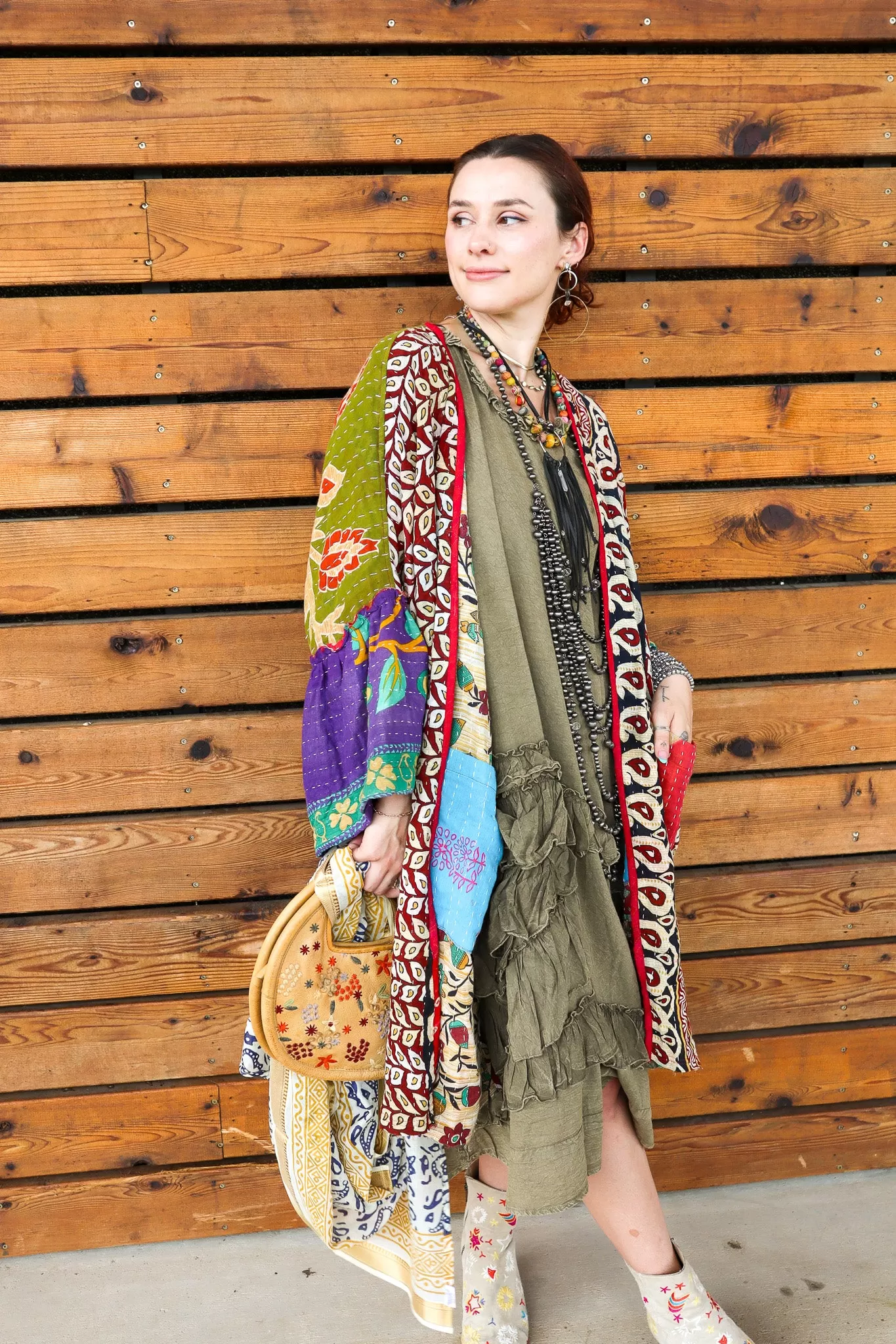 Combo 1- Reversible Ever After Dreams Kantha Cropped Boho Kimono