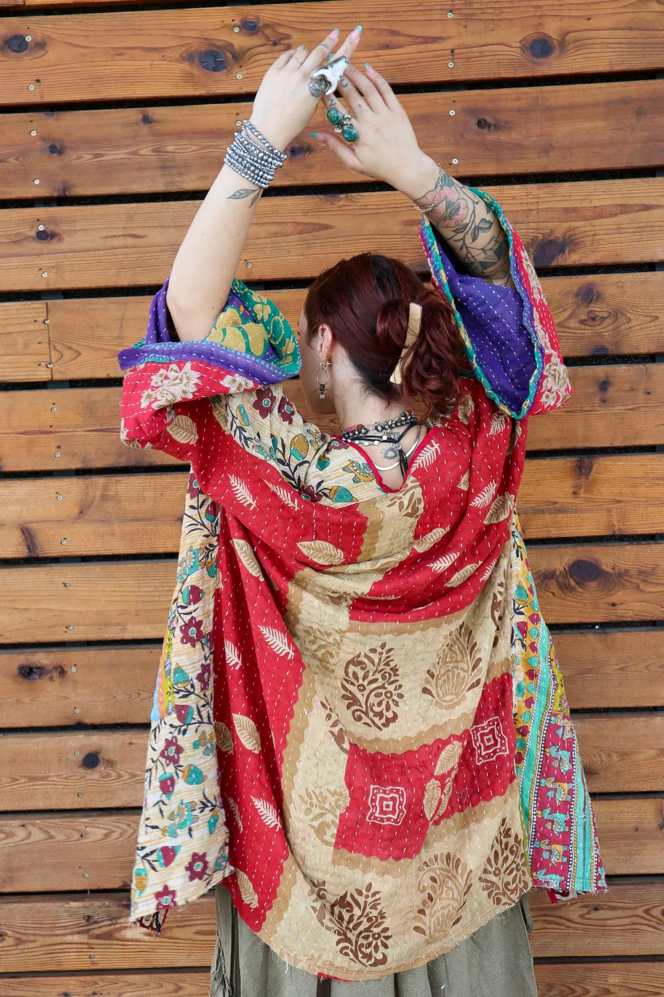 Combo 1- Reversible Ever After Dreams Kantha Cropped Boho Kimono