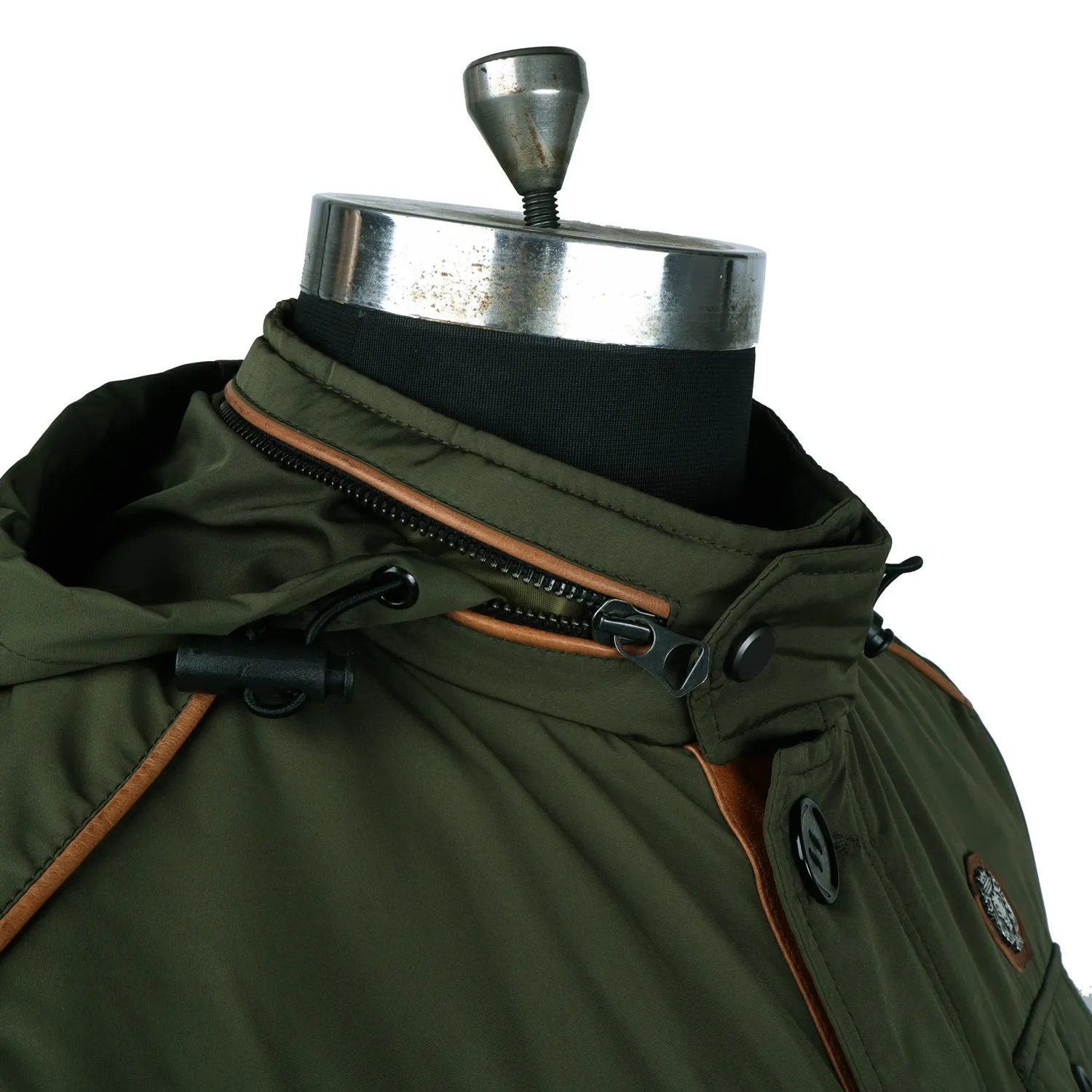 Concealed Zipper Hood Green Puffer Jacket by Brune & Bareskin