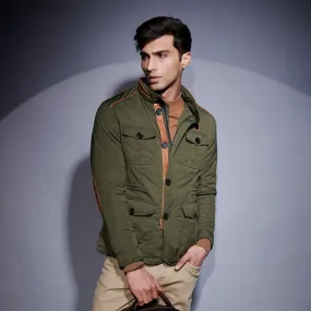 Concealed Zipper Hood Green Puffer Jacket by Brune & Bareskin