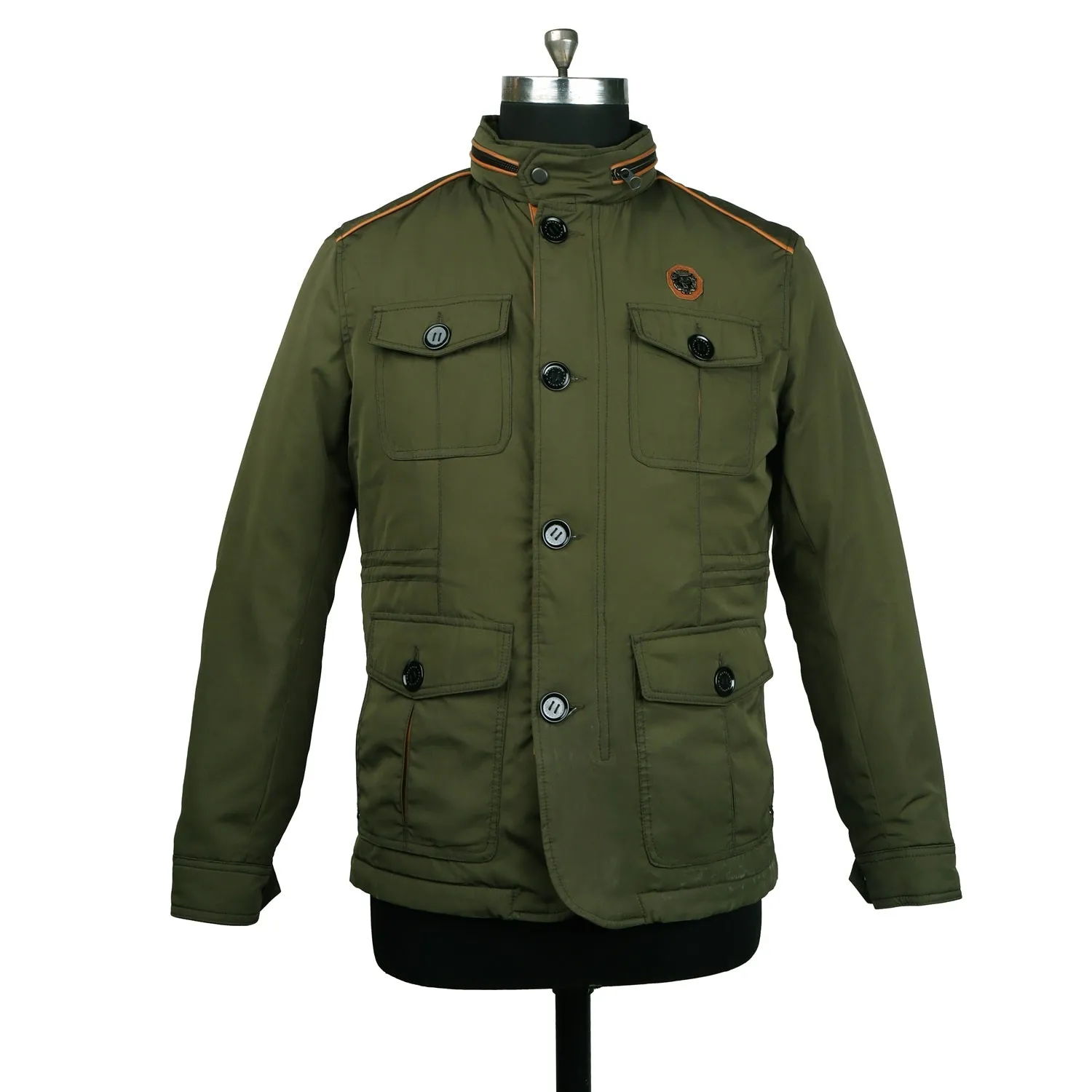 Concealed Zipper Hood Green Puffer Jacket by Brune & Bareskin