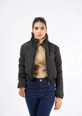 Cropped Puffer Jacket - black