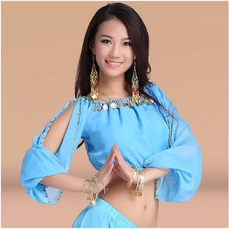 crystal cotton and mesh belly dance top