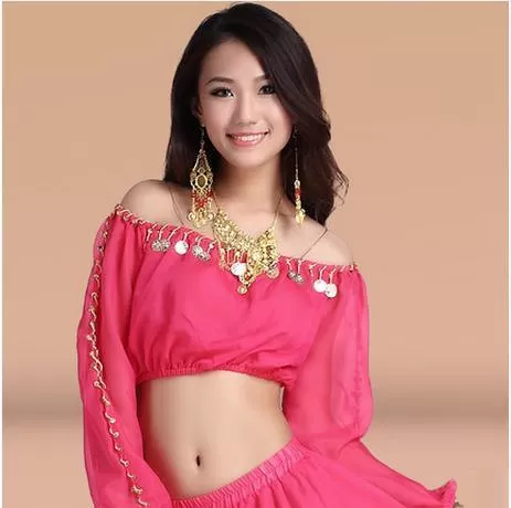 crystal cotton and mesh belly dance top