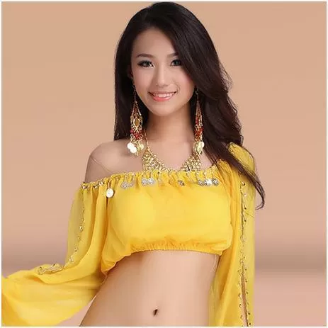 crystal cotton and mesh belly dance top