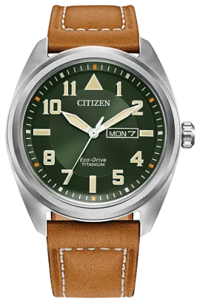 Gents Eco-Drive Citizen Watch With a Brown Leather Strap