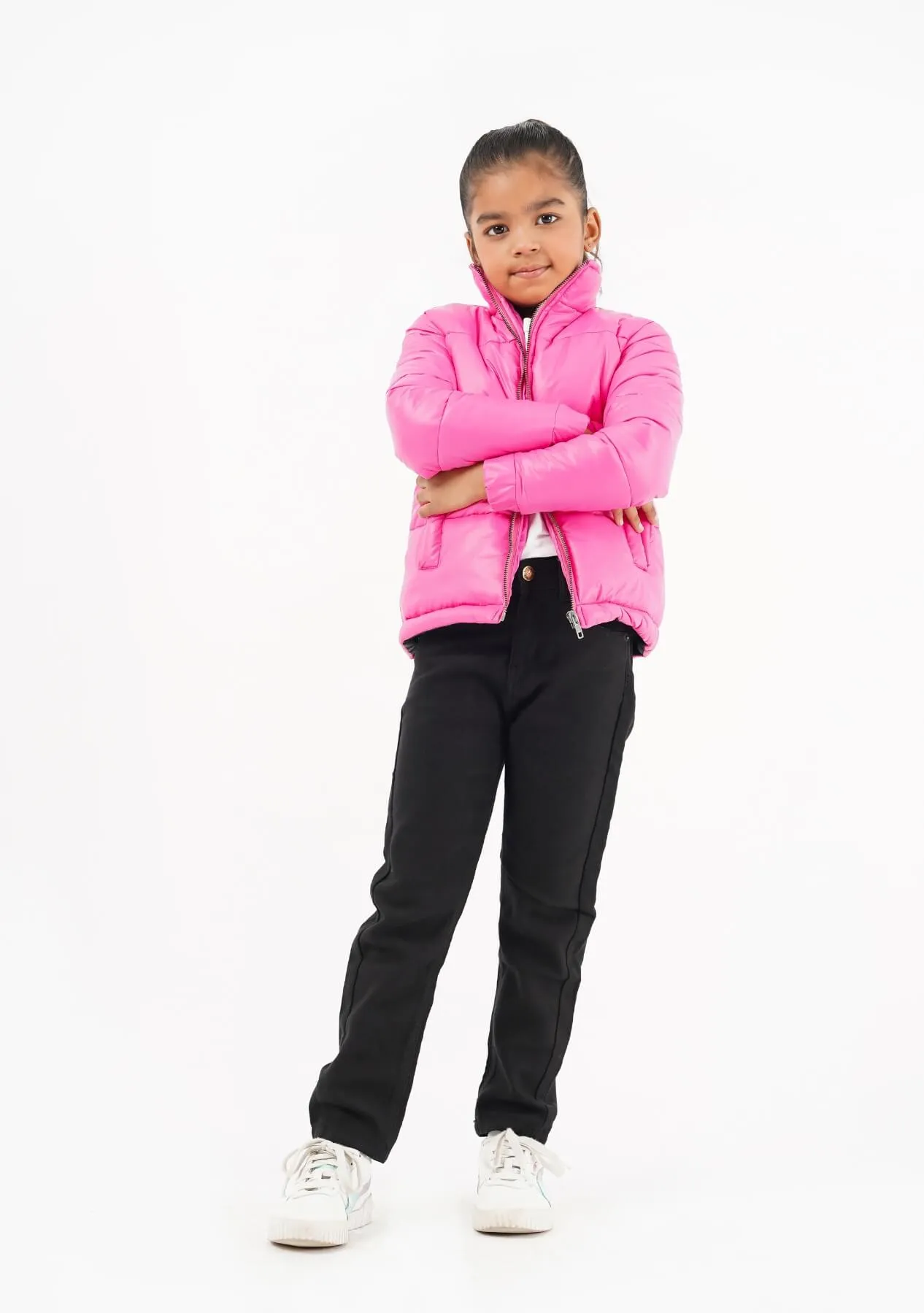 Girls Puffer Jacket - Fuchsia Pink