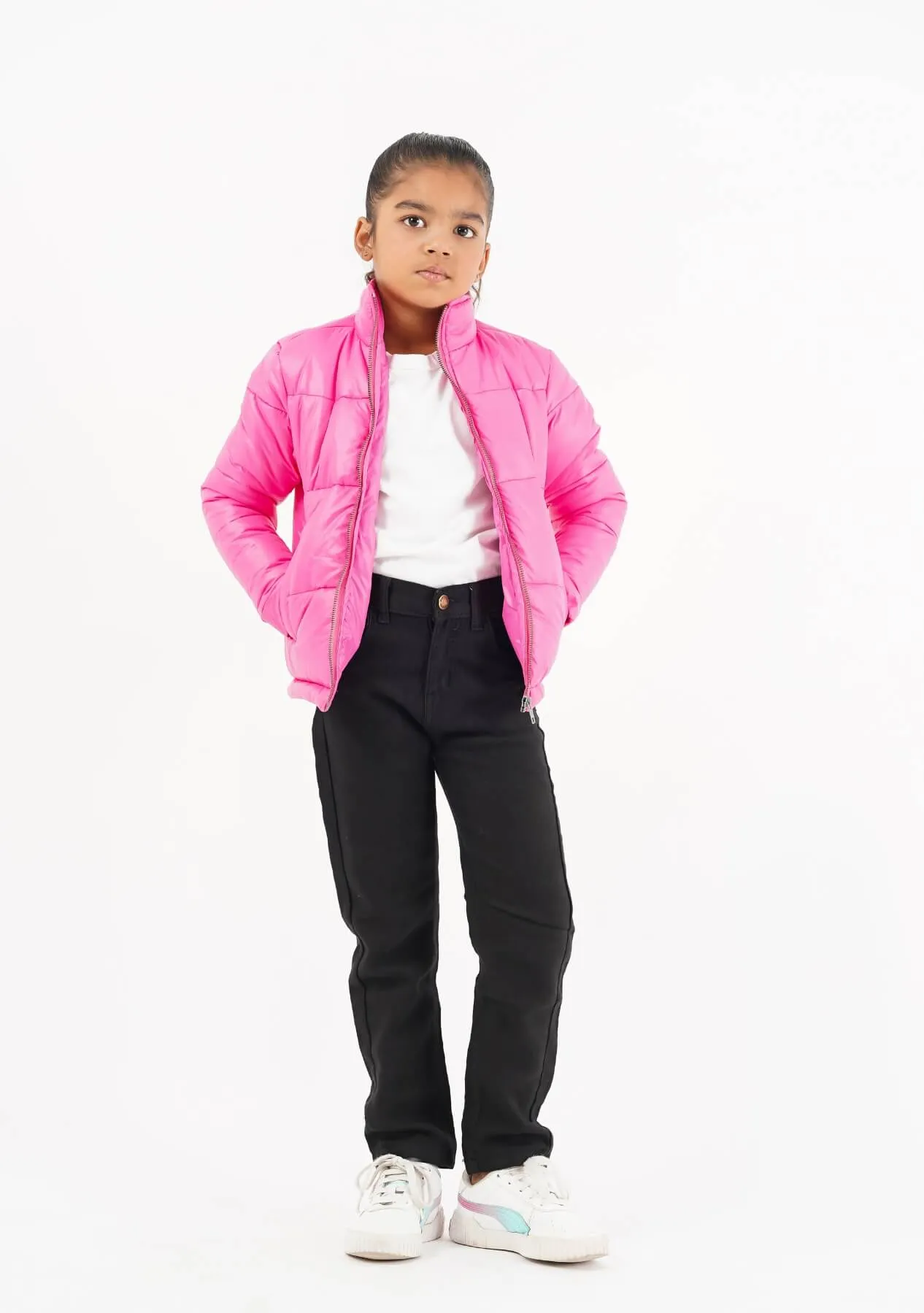 Girls Puffer Jacket - Fuchsia Pink