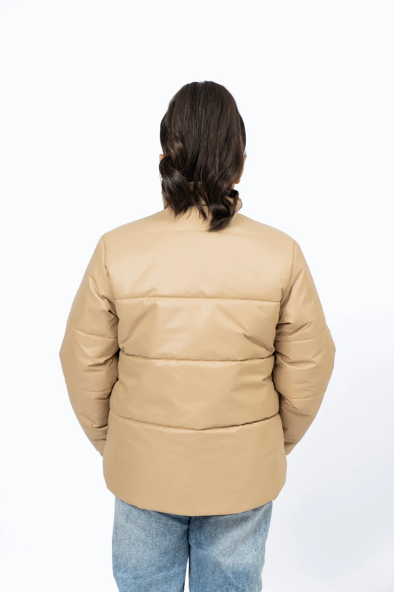 Girls Puffer Jacket - Light Brown