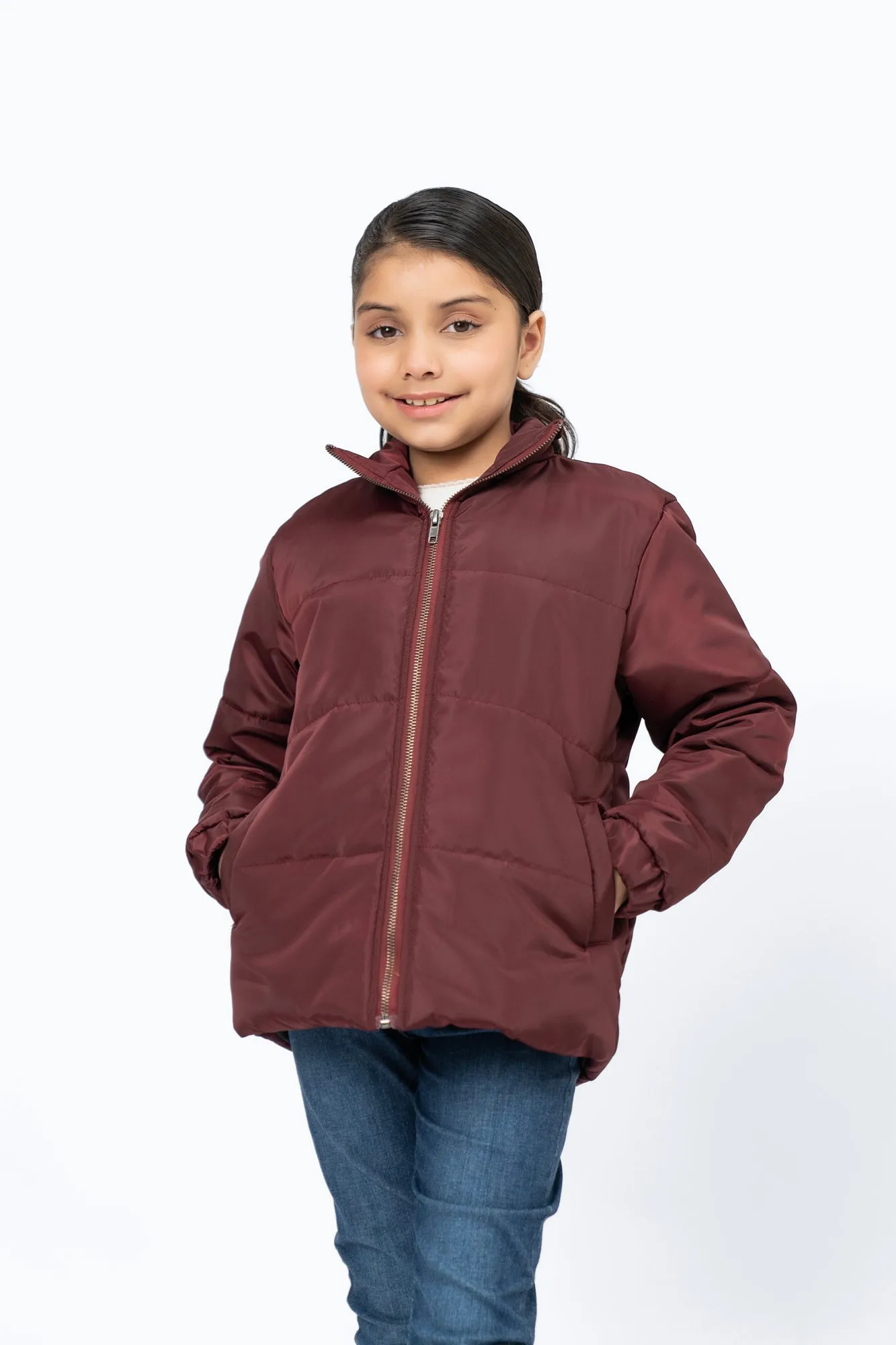 Girls Puffer Jacket - Maroon