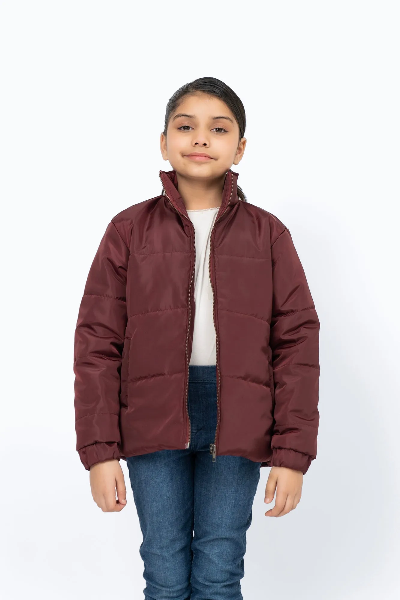 Girls Puffer Jacket - Maroon