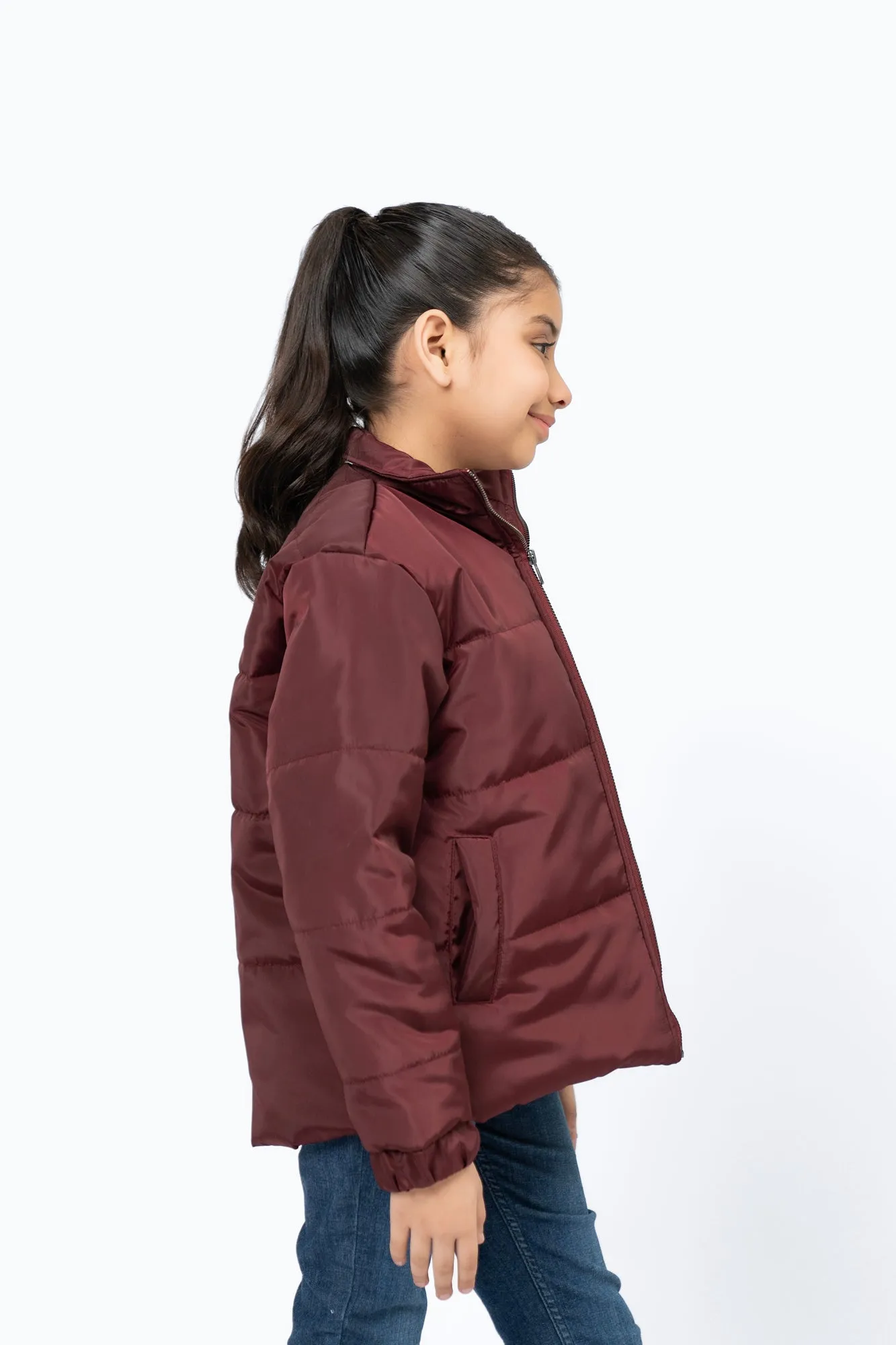 Girls Puffer Jacket - Maroon