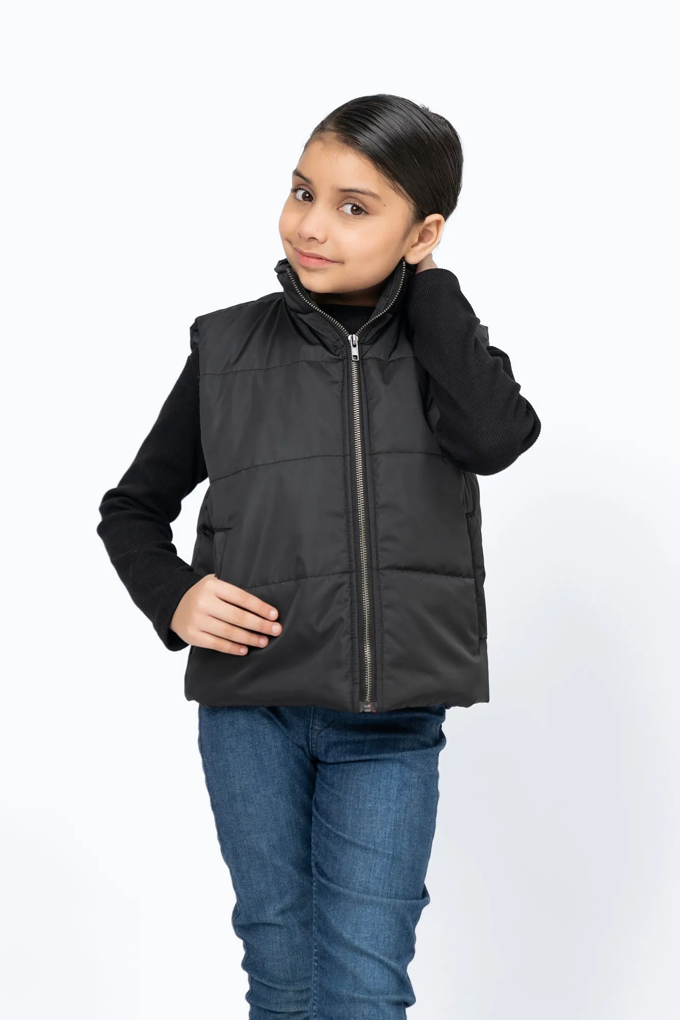 Girls Puffer Vest - Black