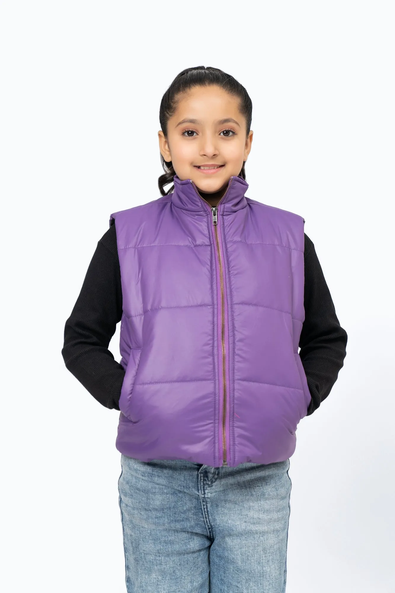 Girls Puffer Vest - Purple