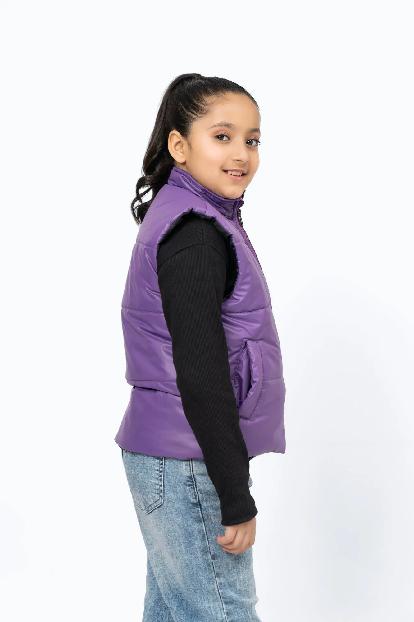 Girls Puffer Vest - Purple