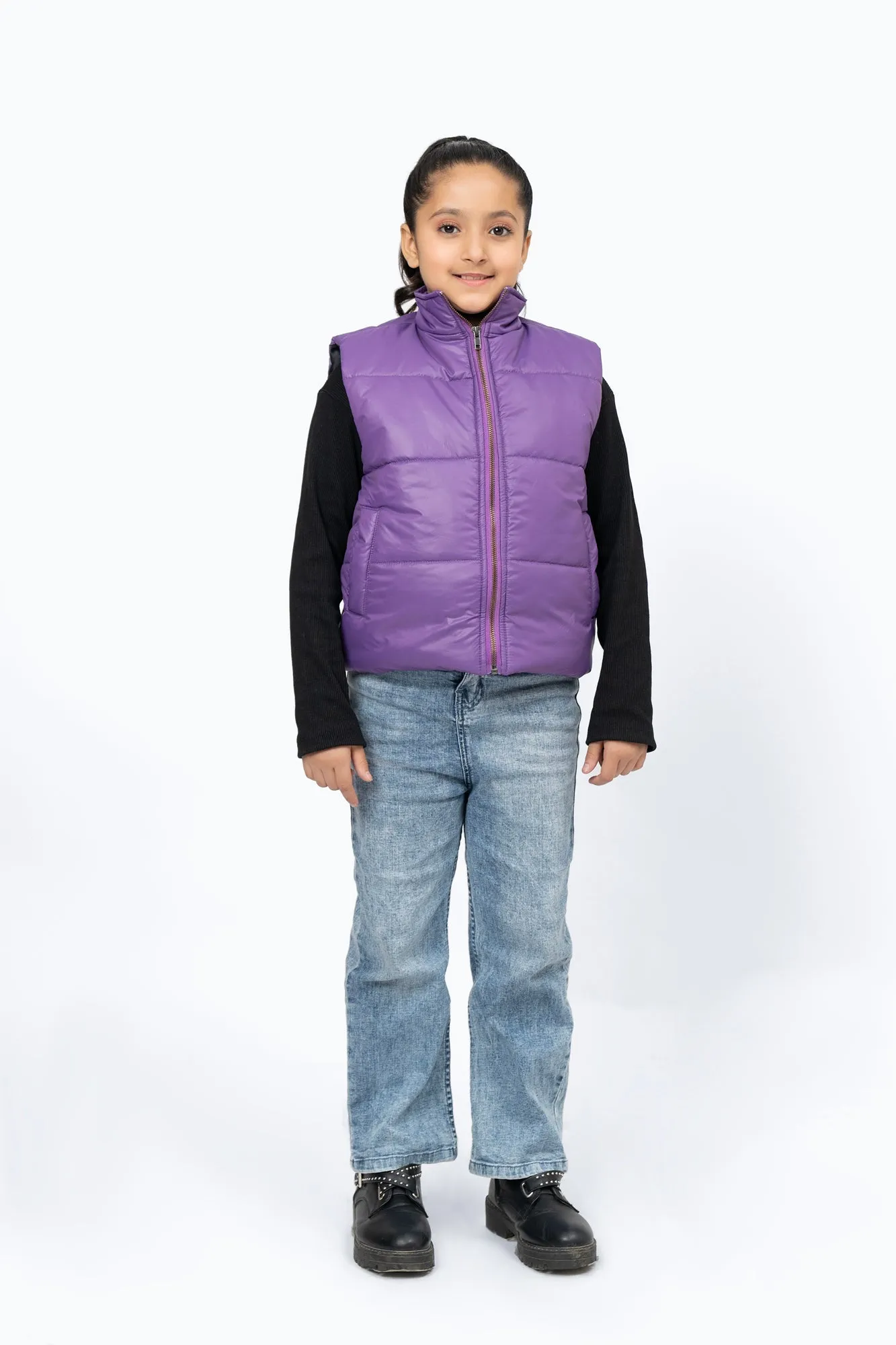 Girls Puffer Vest - Purple