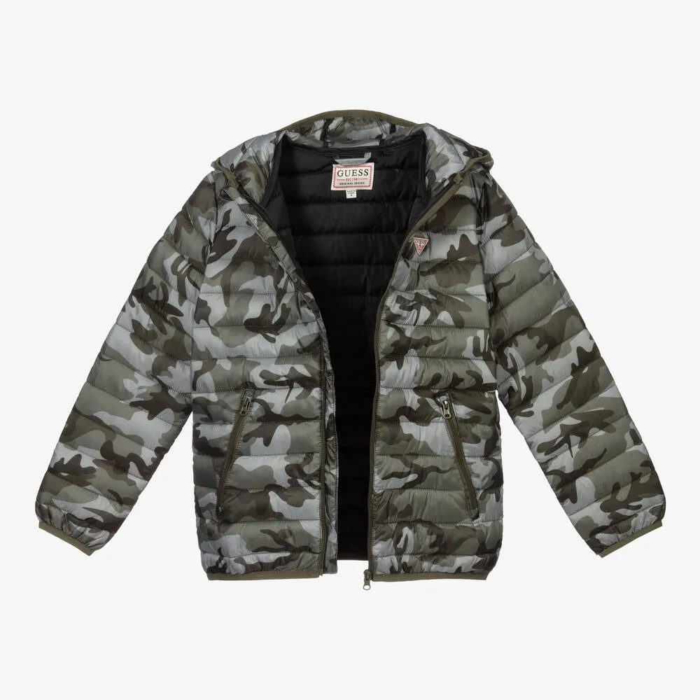 Green Camouflage Puffer Jacket