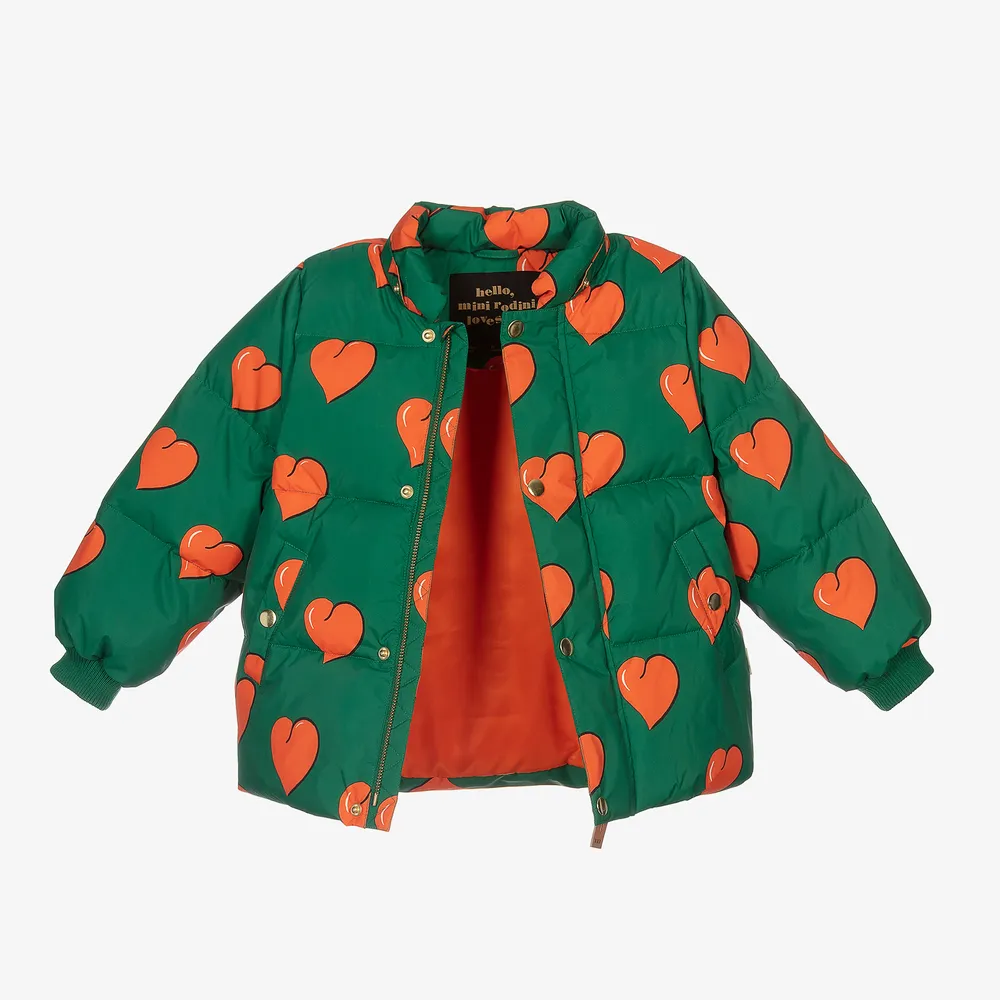 Green Hearts Puffer Jacket