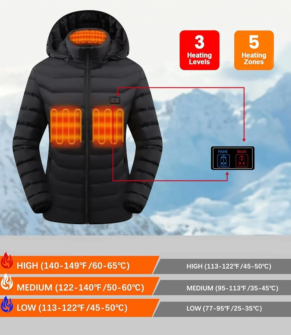 Heated Jackets For Women with 10000mAh Battery Pack Included - Windproof Water Resistant